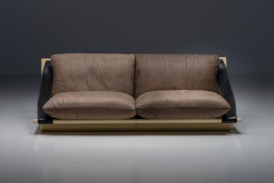 Two Seater Sofa Lacquer Leather 1970s