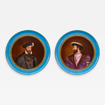 Two Sevres style porcelain plates after Titian and Clouet