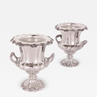 Two Sheffield plate wine coolers