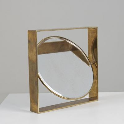 Two Sided Mid Cetury Modern Brass Mirror Finland 1950s