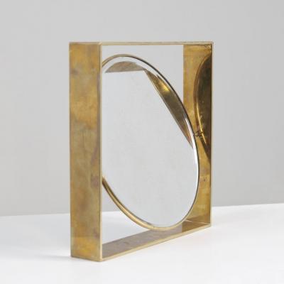 Two Sided Mid Cetury Modern Brass Mirror Finland 1950s