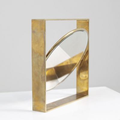 Two Sided Mid Cetury Modern Brass Mirror Finland 1950s