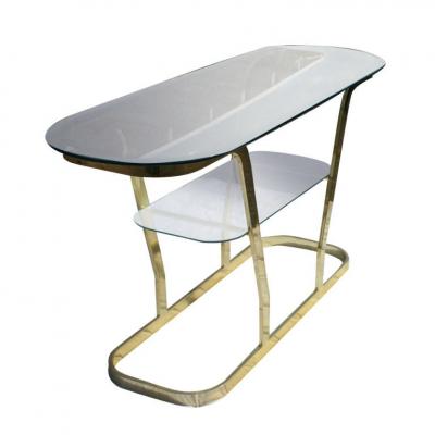 Two Tier Brass And Glass Console Sofa Table