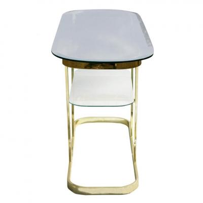 Two Tier Brass And Glass Console Sofa Table
