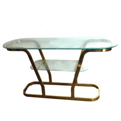 Two Tier Brass And Glass Console Sofa Table