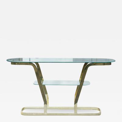 Two Tier Brass And Glass Console Sofa Table