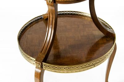 Two Tier Marble Top Marquetry Side or End Table