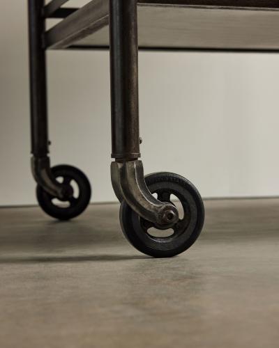 Two Tier Rolling Cart in the Manner of Jacques Adnet