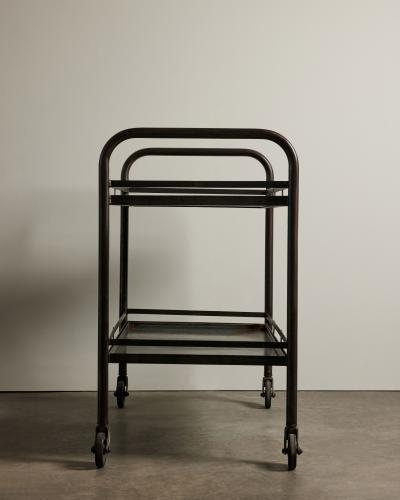 Two Tier Rolling Cart in the Manner of Jacques Adnet
