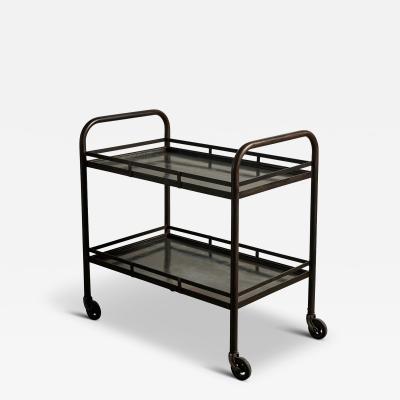 Two Tier Rolling Cart in the Manner of Jacques Adnet