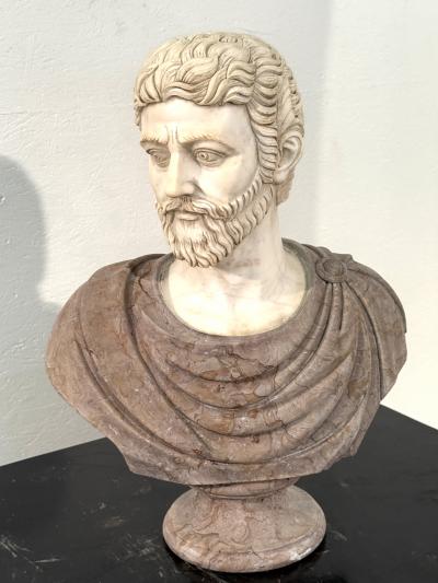 Two Tone Marble Bust of a Roman Nobleman