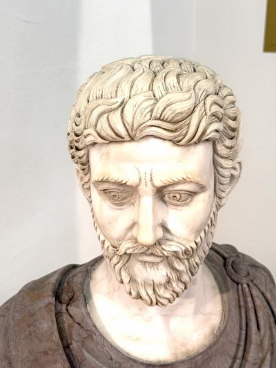 Two Tone Marble Bust of a Roman Nobleman