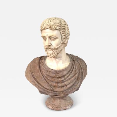 Two Tone Marble Bust of a Roman Nobleman