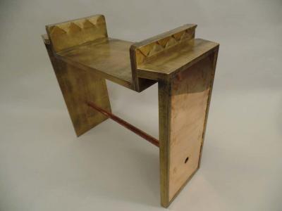 Two Unique Italian Postmodern Gilt and Copper Cantilevered Consoles Sofa Table