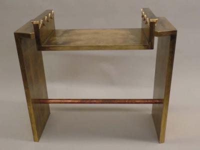 Two Unique Italian Postmodern Gilt and Copper Cantilevered Consoles Sofa Table