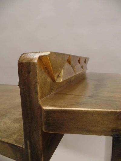 Two Unique Italian Postmodern Gilt and Copper Cantilevered Consoles Sofa Table