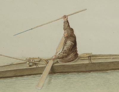 Two Watercolors of Greenland Inuit During A Missionary Tour of Copenhagen C 1724