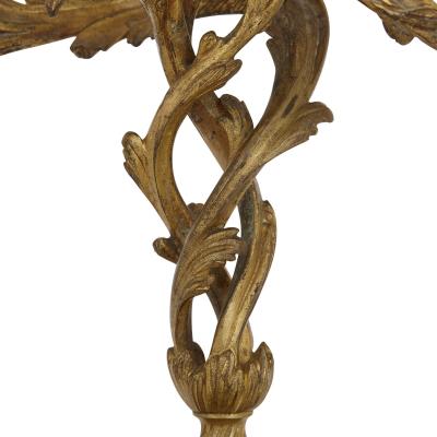 Two antique Rococo style gilt bronze candelabra