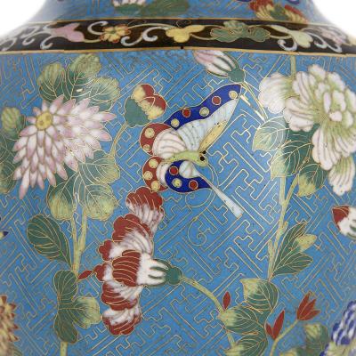 Two antique cloisonn enamel and gilt bronze lamps