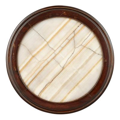 Two carved wood marble and onyx Chinese tables