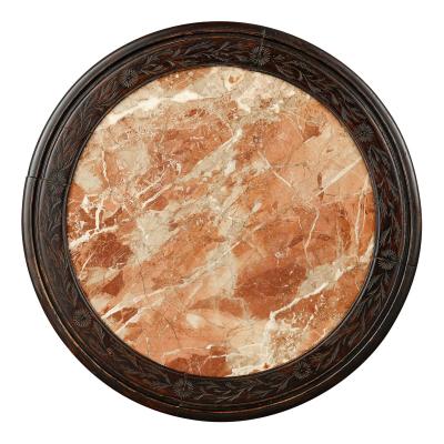 Two carved wood marble and onyx Chinese tables