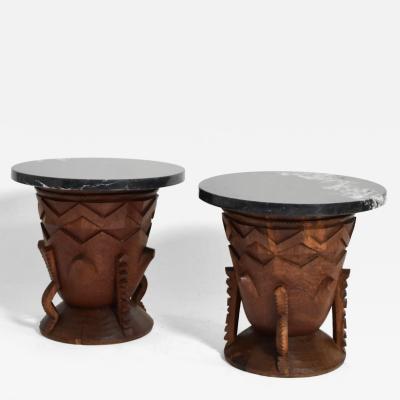 Two large African carved wooden side tables 1960s 