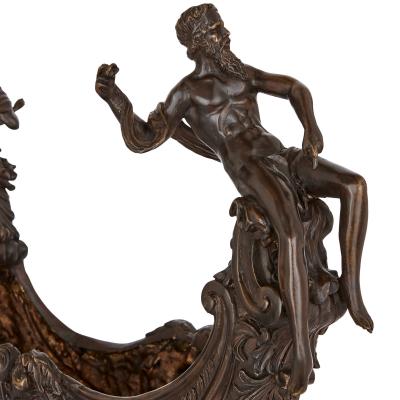 Two large Renaissance style bronzed metal centrepieces