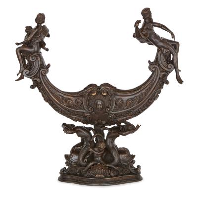 Two large Renaissance style bronzed metal centrepieces