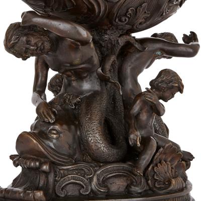Two large Renaissance style bronzed metal centrepieces