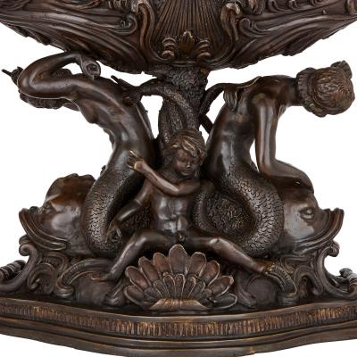 Two large Renaissance style bronzed metal centrepieces