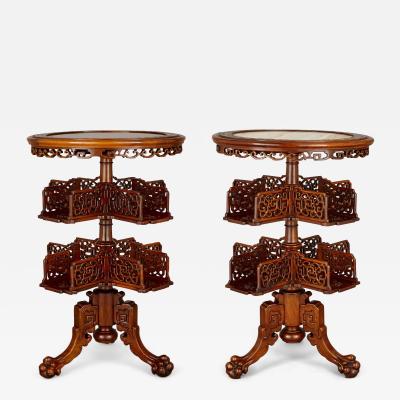 Two round inlaid hardwood Chinese tables