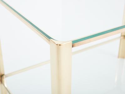 Two tier Bronze glass side table by Jacques Quinet for Broncz 1960s