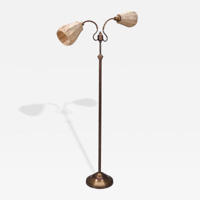 Tyringe Konsthantverk Double Floor Lamp Metal Fabric Sweden 1970s