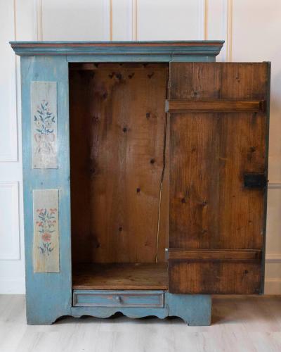 Tyrolean Late 18th Century Painted Pine Armoire with Original Folk Art Finish