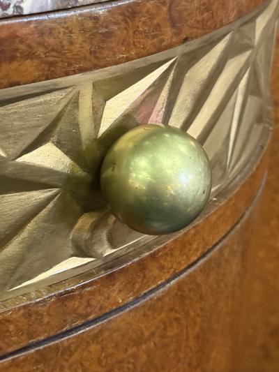 UNIQUE ART DECO BIRDSEYE MAPLE CABINET MIRROR BEVELED GLASS BRASS CURIO CASES