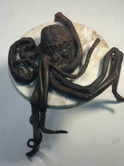 UNIQUE ITALAIN BRUTALIST OCTOPUS METAL AND MARBLE TABLE