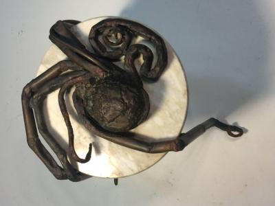 UNIQUE ITALAIN BRUTALIST OCTOPUS METAL AND MARBLE TABLE