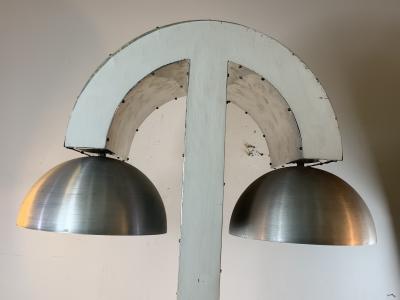UNIQUE MODERNIST ALUMINUM AND WOOD FLOOR LAMP