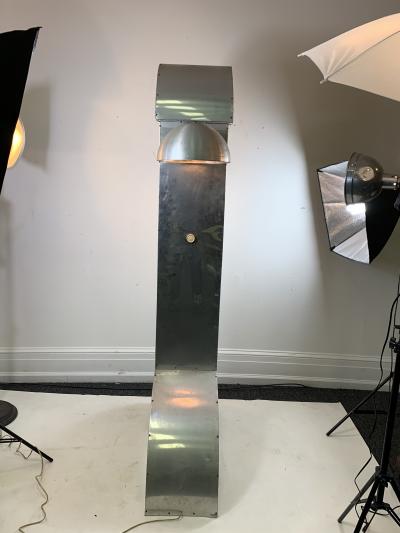 UNIQUE MODERNIST ALUMINUM AND WOOD FLOOR LAMP