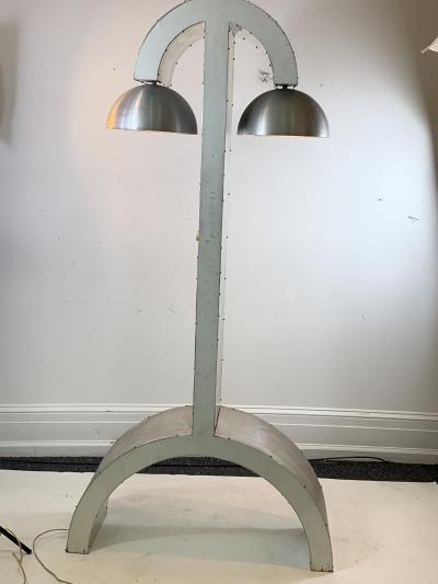 UNIQUE MODERNIST ALUMINUM AND WOOD FLOOR LAMP