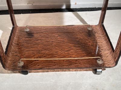 UNIQUE MODERNIST AMETHYST RESIN AND BRASS BAR CART