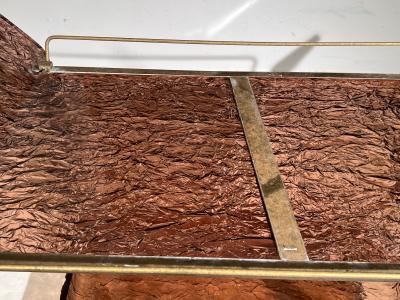 UNIQUE MODERNIST AMETHYST RESIN AND BRASS BAR CART