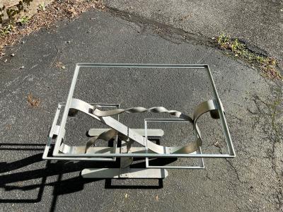 UNIQUE MODERNISTIC ALUMINUM AND GLASS COFFEE TABLE