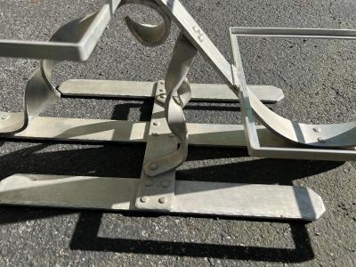 UNIQUE MODERNISTIC ALUMINUM AND GLASS COFFEE TABLE