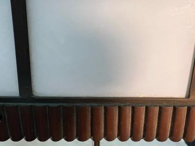 UNUSUAL AND RARE BRONZE AND MILK GLASS ART DECO MODERNIST CHANDELIER