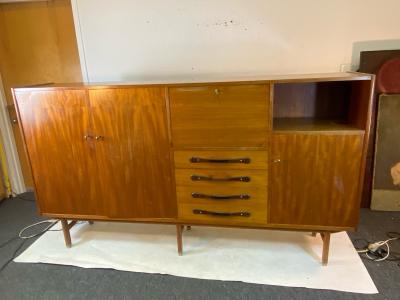 UNUSUAL DANISH MID CENTURY TEAK AND ROSEWOOD SIDEBOARD