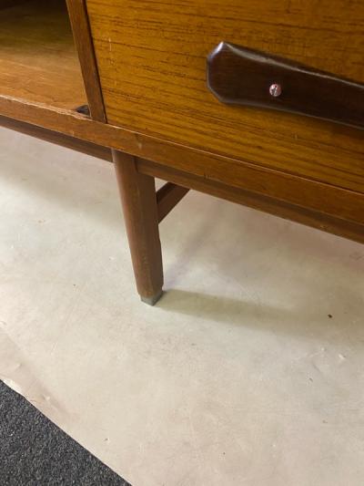 UNUSUAL DANISH MID CENTURY TEAK AND ROSEWOOD SIDEBOARD