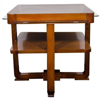 UNUSUAL FRENCH ART DECO GAME TABLE WITH EXPANDABLE GLASS PANELS