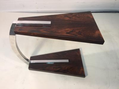 UNUSUAL MACASSAR AND ALUMINUM MODERNIST SIDE TABLE