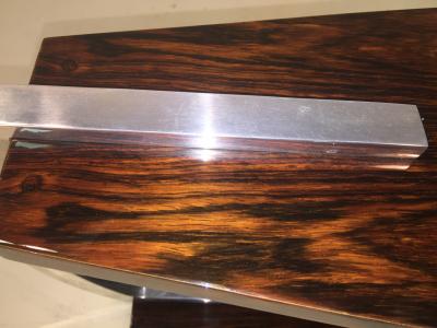 UNUSUAL MACASSAR AND ALUMINUM MODERNIST SIDE TABLE